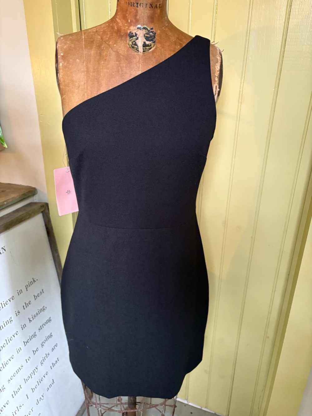 Anthropologie BHLDN Elegant Black One-Shoulder Mini Dress